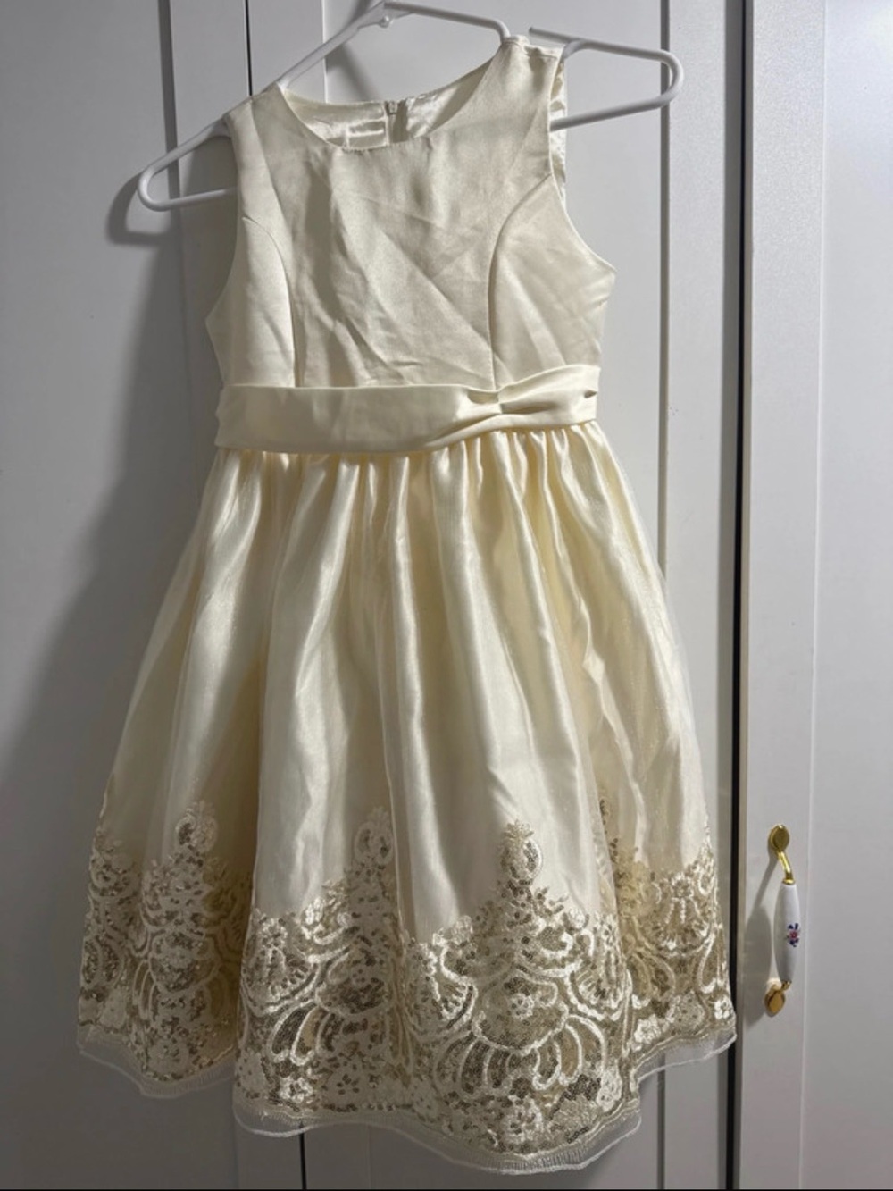 American Princess Cream and Gold Embroidered Formal Dress